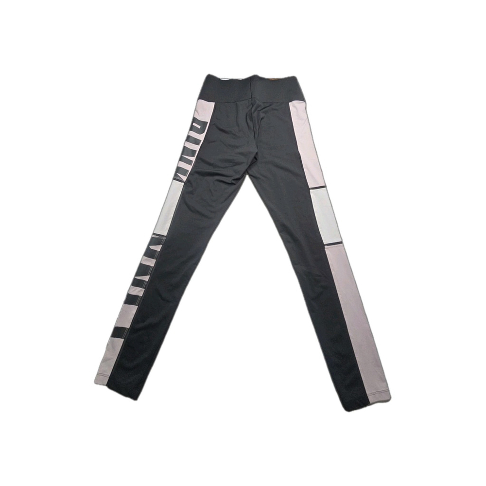 PINK Victoria’s Secret Yoga Leggings Women’s M Gray Logo Side Stripe Athleisure - Picture 3 of 9